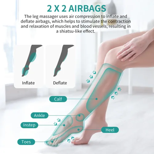 Miniatura 7 de Nekteck Masajeador de piernas para circulación y relajación, masajeador de compresión de aire para pies y pantorrillas para aliviar el dolor, edema