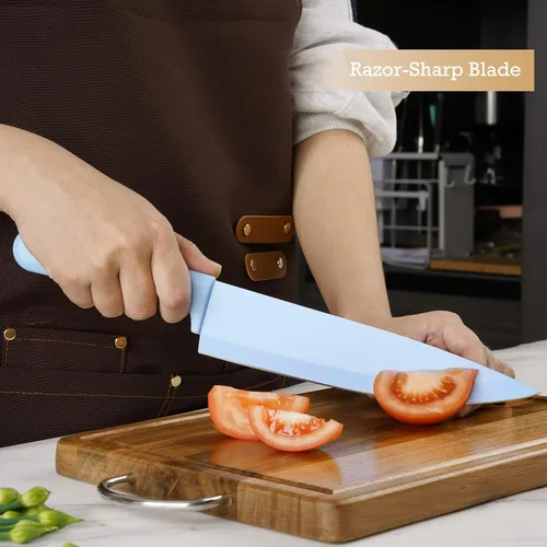 Miniatura 6 de Juego de bloques de cuchillos de cocina de 8 piezas con afilador, apto para lavavajillas, juego de bloques de cuchillos de acero inoxidable alemán
