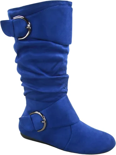 Miniatura 2 de FZ-Fits Botas de media pantorrilla con hebilla de punta redonda cerrada y hebilla lateral con cremallera lateral para mujer