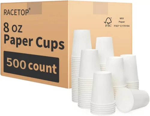 Miniatura 12 de RACETOP Paquete de 100 tazas de café de 12 onzas, tazas de café desechables, vasos de papel Kraft, tazas calientes sin blanquear para el hogar