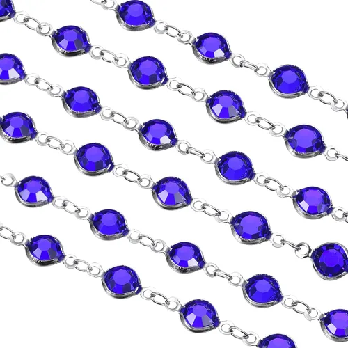 Miniatura 25 de uxcell Cadena de diamantes de imitación blancos de 2 yardas a granel con cadena de latón chapada en plata para hacer joyas, manualidades, pulseras