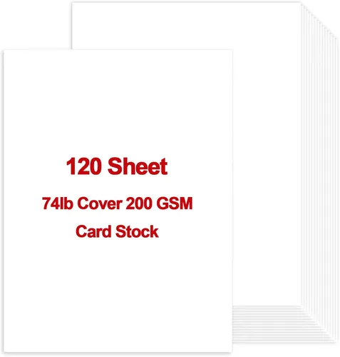Miniatura 9 de 120 hojas de papel grueso de cartulina blanca A4, papel de impresora de tarjetas blancas de 74 libras, papel de tarjeta de cubierta de peso pesado