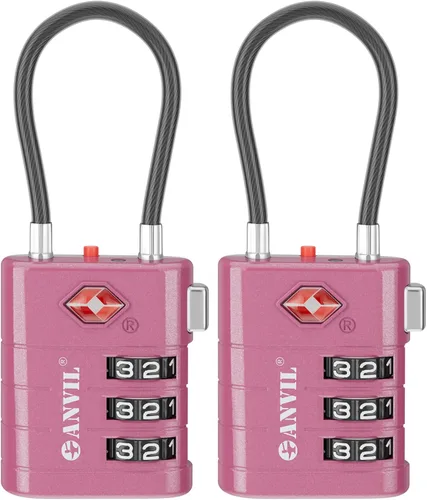ANVIL Cerraduras de equipaje aprobadas por la TSA Cerraduras de viaje combinadas TSA008 de alta seguridad con indicador de inspección para maletas