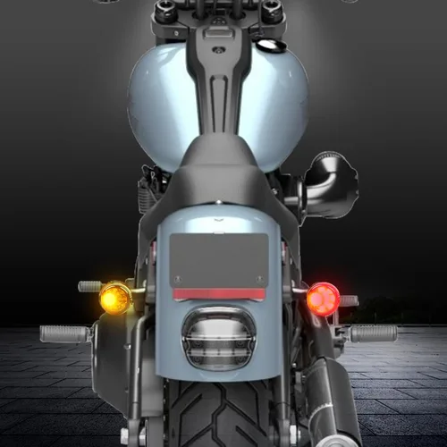 Miniatura 6 de Señales de giro LED universales ahumadas de bala delantera y trasera, luces traseras de freno para motocicleta 12V Compatibles con Harley Sportster
