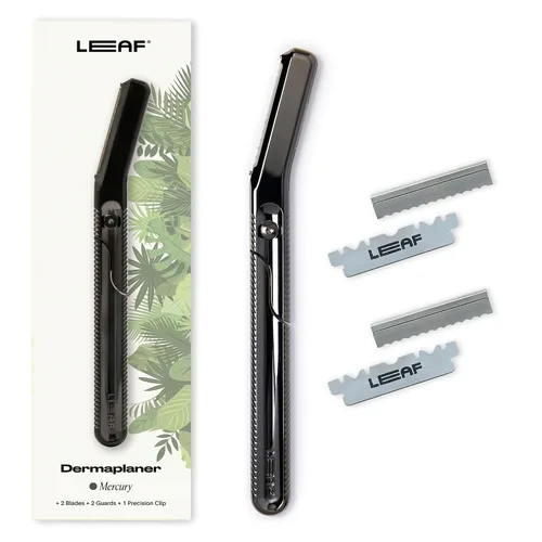 Leaf Shave | Leaf Dermaplaner, máquina de afeitar Dermaplane reutilizable de metal y herramienta exfoliante para mujeres, incluye clip de precisión