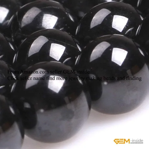 Miniatura 4 de GEM-Inside Cuentas sueltas de espinela negra de GEM-Inside, piedra preciosa natural de 8mm, redonda, suave, de cristal de energía para hacer joyas