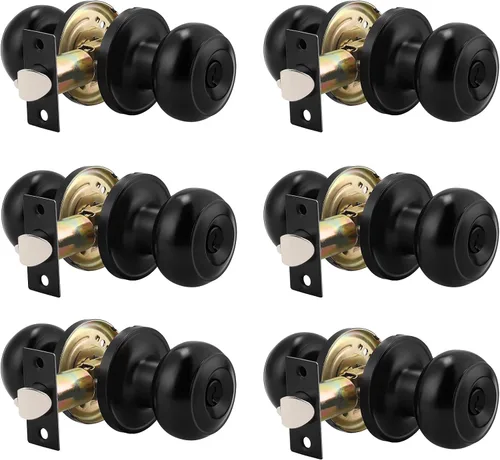 Miniatura 12 de Probrico - Paquete de 3 perillas redondas de níquel satinado para puerta de entrada, con llaves iguales, puerta exterior e interior, delantera