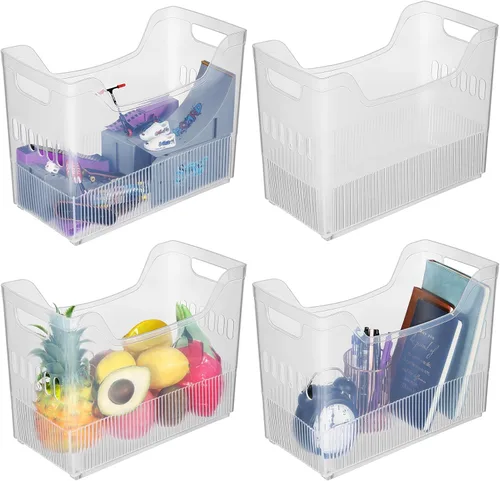 Beeveer 4 cubos organizadores de plástico para congelador con rueda, organizador de despensa de cocina, contenedores de almacenamiento de aperitivos
