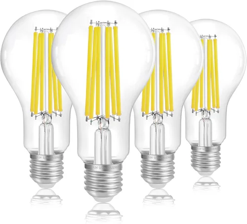 Miniatura 13 de FLSNT Bombillas LED Edison equivalentes a 100 W, bombillas LED A21 regulables de 12 W, 1600 LM, 2700 K blanco suave, CRI90, base E26, paquete de 8