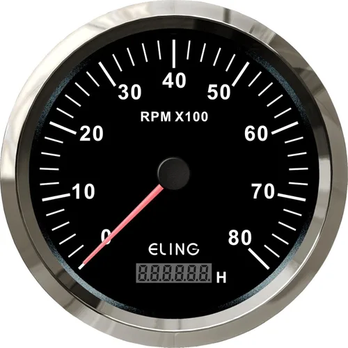 ELING Tacómetro de motor de 4.331 in 0-8000 RPM Fueraborda Tacho RPM Gauge con medidor de horas para motor de gasolina 12V 24V con retroiluminación