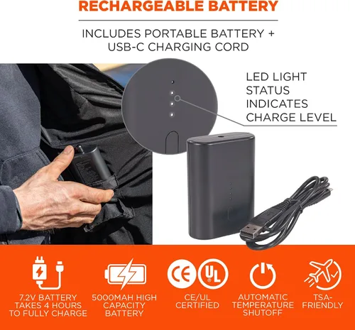 Miniatura 4 de Ergodyne Chaleco térmico recargable unisex para adultos con batería