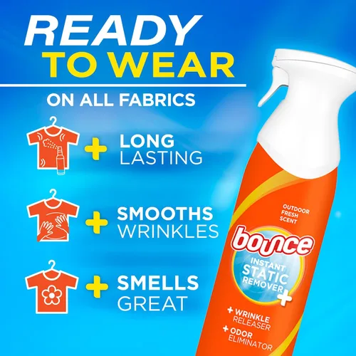 Miniatura 3 de Bounce - Spray antiestático, 3 en 1: Elimina la estática al instante, reduce arrugas al instante, eliminador de olores y spray refrescante