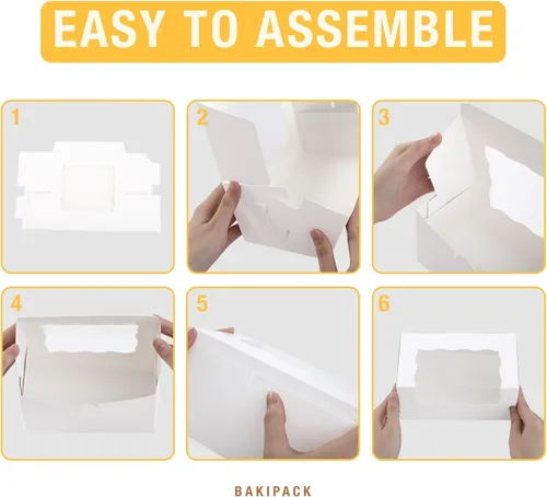 Miniatura 6 de 25 cajas para pastel enrollado, cajas de panadería blancas con ventana, 5x5x3.5 pulgadas, cajas para galletas, contenedor para pastel de calabaza