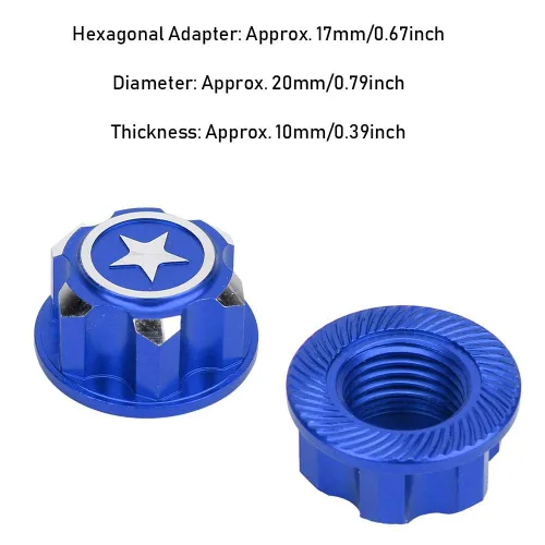 Miniatura 4 de Tuerca de rueda hexagonal, 4 tuercas de metal de 0.669 in para montaje de rueda hexagonal, compatibles con automóvil (Mazarine)