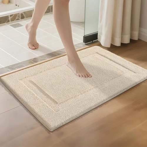 Miniatura 55 de SHACOS Alfombras de baño súper suaves y esponjosas de 24"x36" antideslizantes, lavables, alfombras de baño absorbentes, alfombras para suelo de Gris