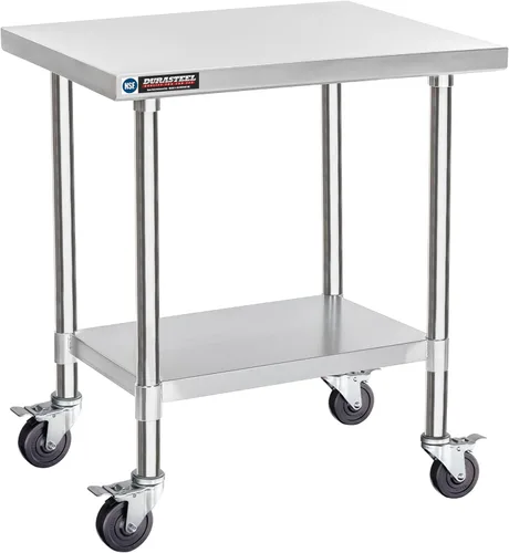 Miniatura 55 de DuraSteel Carrito de acero inoxidable NSF de 30 x 72 pulgadas, mesa de preparación de alimentos resistente con estante inferior, isla de cocina