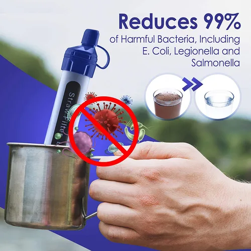 Miniatura 3 de Paquete de 2 popotes de filtro de agua – Dispositivo purificador de agua – Portátil de supervivencia personal de filtración de agua – para kits