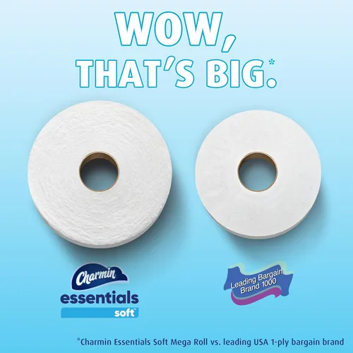 Miniatura 5 de Charmin Essentials - Papel higiénico suave, 6 mega rollos, 330 hojas por rollo