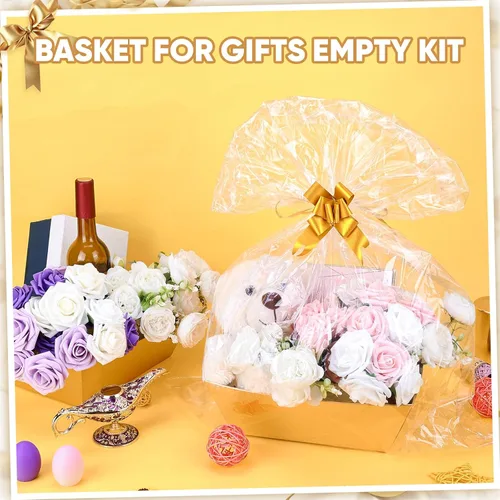 Miniatura 4 de Paquete de 10 cestas doradas vacías para regalos