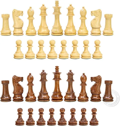 Miniatura 6 de House of Chess - Piezas de juego de ajedrez para torneos - Madera de acacia dorada Staunton única - Altura King: 3.75" (95 mm) - 2 reinas extra