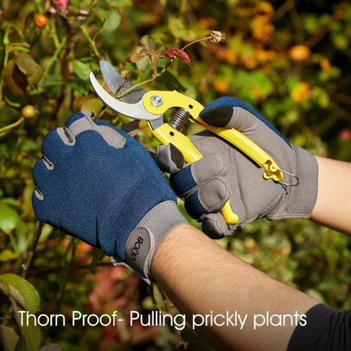 Miniatura 5 de Guantes de jardín COOLJOB a prueba de espinas con dedos táctiles para hombres, guantes de trabajo de poda de rosas con acolchado en la palma