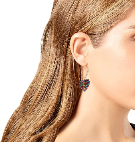 Miniatura 2 de Betsey Johnson Pendientes colgantes de corazón de piedra, Vidrio