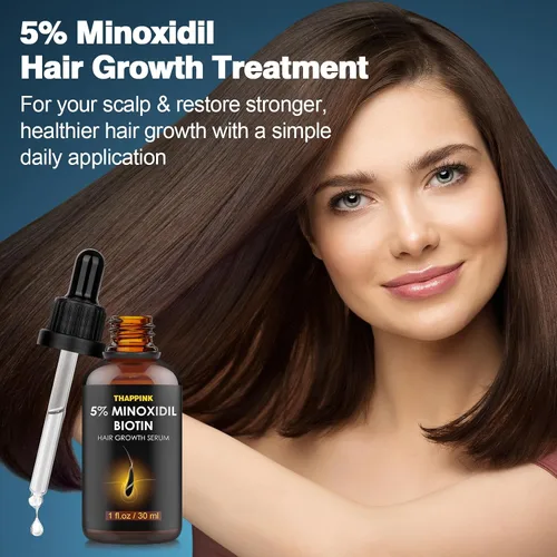 Miniatura 4 de Kit de suero para el crecimiento del cabello de minoxidil al 5% para hombres y mujeres, aceite de suero de biotina para el crecimiento del cabello