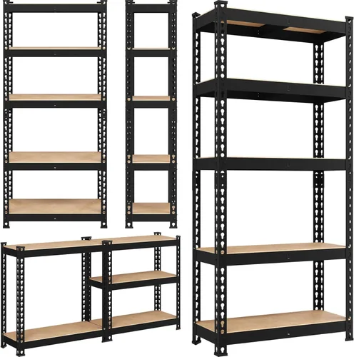 Miniatura 8 de Yaheetech Estantes de almacenamiento, estantería de metal ajustable resistente de 5 niveles, estante industrial para garaje, almacén, despensa, Negro