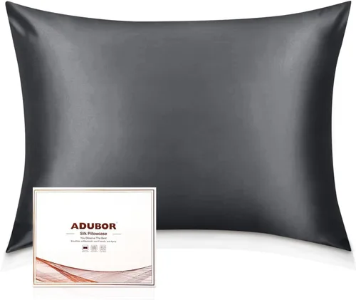 Miniatura 38 de Adubor Funda de almohada 100% de seda, fundas de almohada de seda de morera, 22 fibras de grado Momme 6A, funda de almohada de seda para la salud