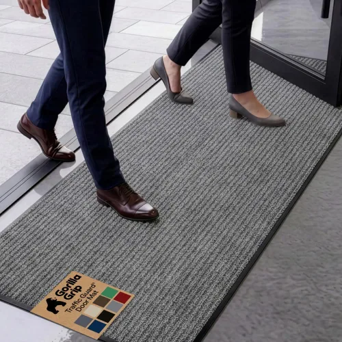 Miniatura 22 de Gorilla Grip - Tapete afelpado original de goma con perfil bajo, resistente, duradero, impermeable y fácil de limpiar para interior y exterior, Gris