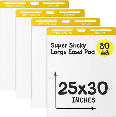 Miniatura 10 de ReliThick Paquete de 6 almohadillas adhesivas de caballete, 25 x 30 pulgadas, color blanco, 20 hojas/bloc, papel de gráfico giratorio