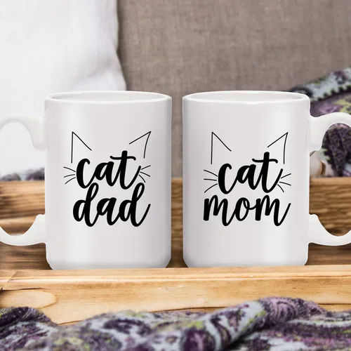 Miniatura 5 de Canopy Street Taza de cerámica blanca de 15 onzas con temática de gato para mamá, adorable diseño de orejas de bigote de gato, taza de café