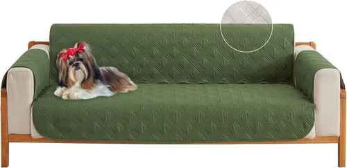 Miniatura 9 de Qubjus Funda de sofá de 2 plazas Revesible para sofá de 2 cojines, lavable, protector de muebles con correas elásticas para perros, mascotas, niños