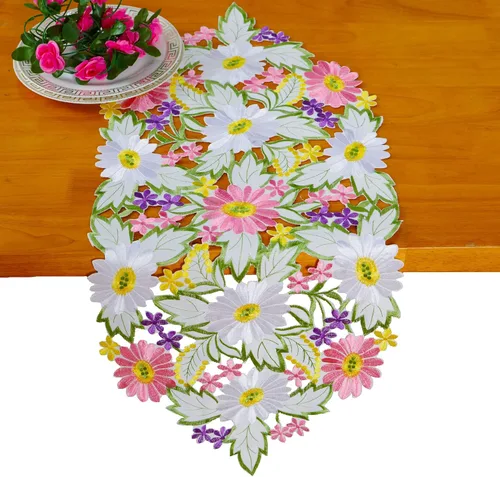 Miniatura 5 de AMARED Spring Daisy - Caminos de mesa bordados con flores para decoración del hogar, 13 x 34 pulgadas