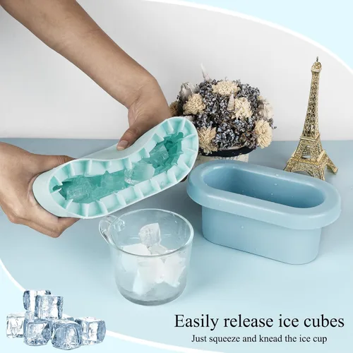 Miniatura 5 de LUEXBOX – Molde para cubitos de hielo en cilindro, bandejas para hielo de silicona, cubeta de hielo portátil, molde para hielo de liberación fácil