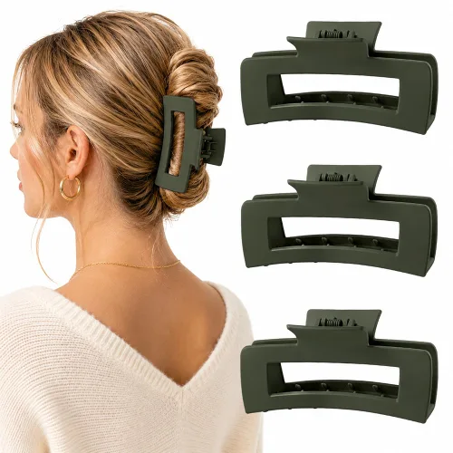 Miniatura 12 de TOCESS Beige Claw Clips for Women, 4 Inch Strong Hold Matte Large Hair Clips for Thick Thin Fine Curly Hair, Non Slip Big Hair Claw Clips for Long