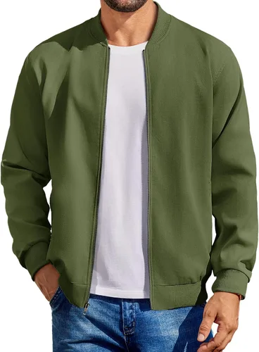Miniatura 13 de COOFANDY - Chaqueta bomber de algodón para hombre, ligera, de vuelo, chaquetas casuales de softshell, chaqueta varsity