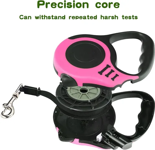 Miniatura 5 de Correa retráctil resistente para perros o gatos pequeños, cinta de nailon 360 sin enredos, mango antideslizante, con dispensador de bolsas de basura