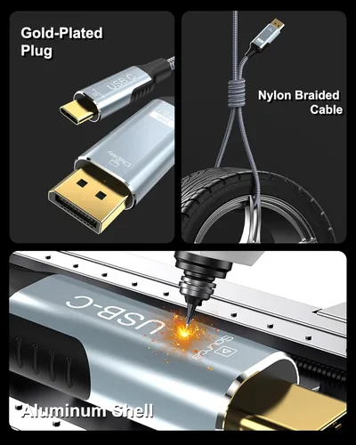 Miniatura 5 de Cable USB C a DisplayPort 2.1 16K @30Hz 8K a 120Hz 40Gbps Tipo-C a DisplayPort Cable Thunderbolt 3/4/5 compatible con iPhone 17/16 Pro Max, Galaxy