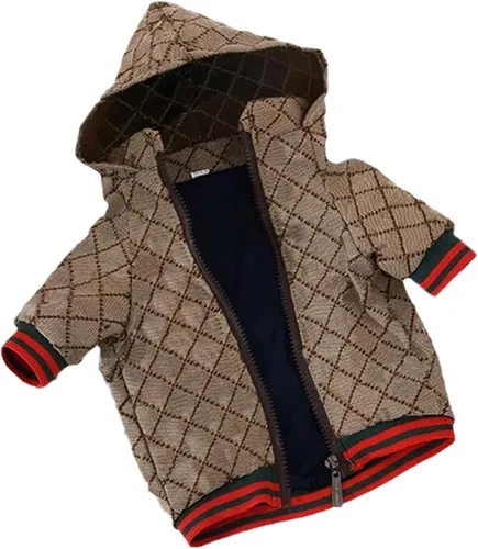 Miniatura 5 de Sudadera con capucha para perro, chaqueta de invierno de lujo para perros pequeños, ropa clásica de diseñador, bulldog francés, teddy, pug, ropa