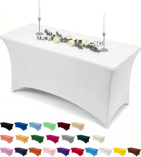 Miniatura 57 de Utopia Kitchen Mantel rectangular de spándex de 4 pies [1 unidad, negro] 200 GSM elástico, ajustado, lavable y resistente a las arrugas, cubierta