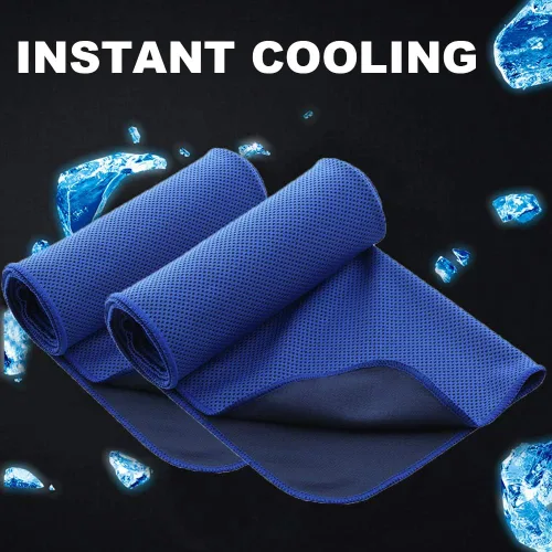 Miniatura 5 de Paquete de 20 toallas refrescantes de 40 x 12 pulgadas, toalla de hielo para cuello y cara, microfibra fría con bolsa transpirable para yoga, Azul