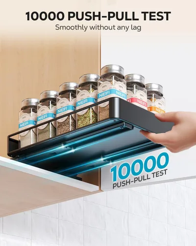 Miniatura 4 de Nieifi Organizador de especias para gabinete, estante vertical para especias, fácil de instalar, metal, 6.5 pulgadas de ancho x 10.35 pulgadas