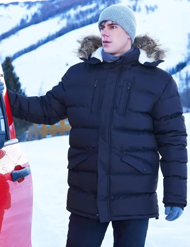 Miniatura 3 de Abrigos largos de invierno para hombre, cálidos, resistentes al agua, inflados, con capucha, cortavientos, aislados, chaquetas acolchadas Azul