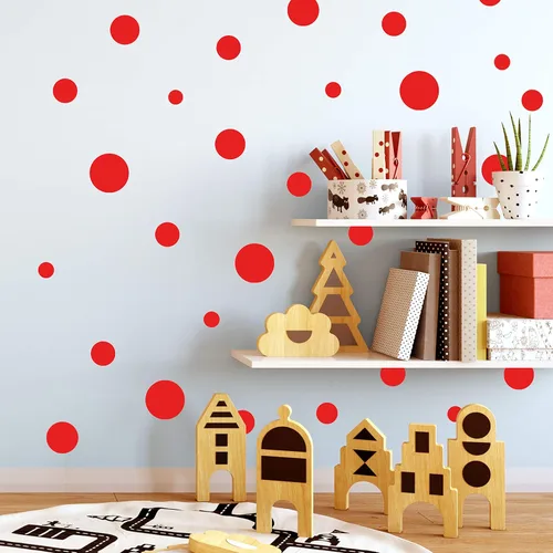 Miniatura 4 de Calcomanías de pared de lunares (63) calcomanías de decoración de pared para habitación de niñas, puntos de pared, círculo de vinilo para despegar