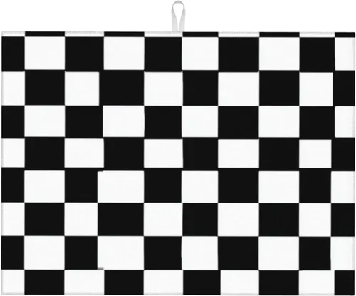 Miniatura 71 de Tapete de secado de platos de mármol blanco dorado para encimera de cocina, absorbente de 16 x 18 pulgadas, placa de microfibra de vidrio