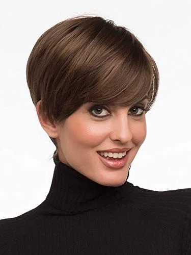 Miniatura 5 de Peluca Kris color 38 gris oscuro – Envy Wigs de 4 pulgadas, corta, elegante, coqueta, retro, Pixie, parte de monofilamento sintético, largo lateral