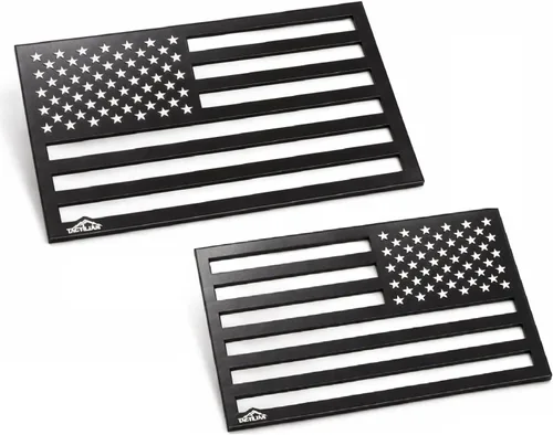 TACTILIAN Calcomanías magnéticas de bandera estadounidense negra, imanes de bandera de Estados Unidos con estrella blanca para camiones y