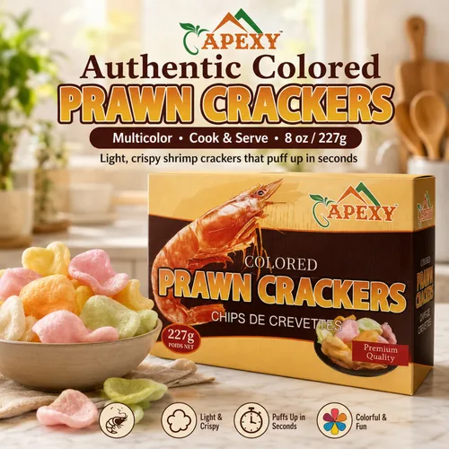 Miniatura 2 de Apexy - Galletas de gambas fritas de camarones crudos, galletas de camarones asiáticos multicolores, refrigerio crujiente de frito a hojaldre