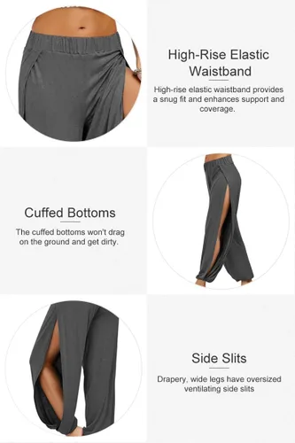 Miniatura 4 de PACBREEZE - Pantalones de yoga harem para mujer con hendidura lateral para entrenamiento